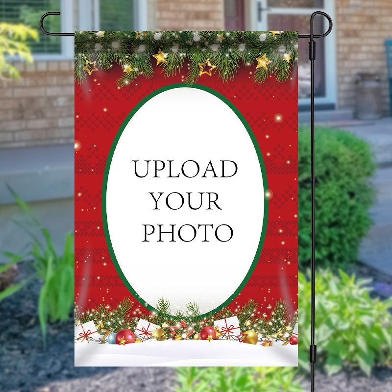 Aperturee - Personalized Photo Red Christmas Party Garden Flag