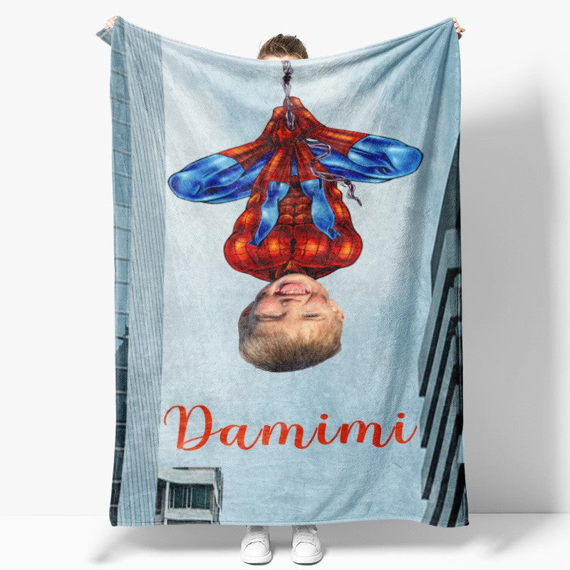 Aperturee - Personalized Photo Super Sipder Hero Boy Blanket