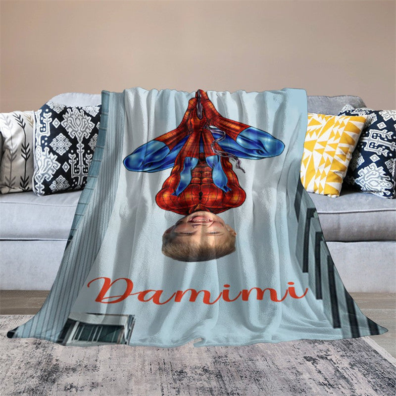 Aperturee - Personalized Photo Super Sipder Hero Boy Blanket