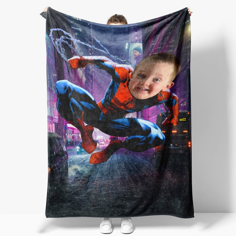 Aperturee - Personalized Photo Swing Hero Night City Blanket