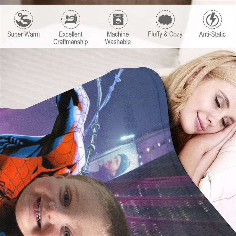 Aperturee - Personalized Photo Swing Hero Night City Blanket