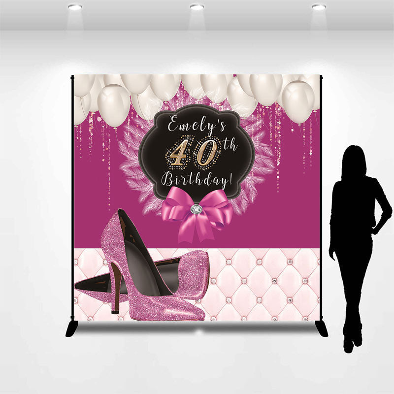 Aperturee - Personalized Purple High Heel 40Th Birthday Backdrop