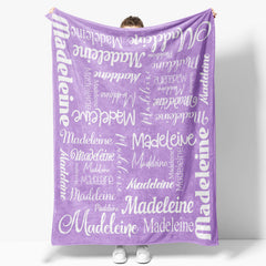 Lofaris Personalized Purple Name Blanket Designed Gift For Kid