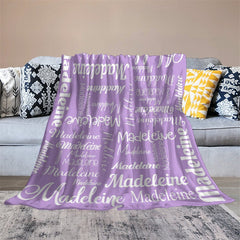 Lofaris Personalized Purple Name Blanket Designed Gift For Kid