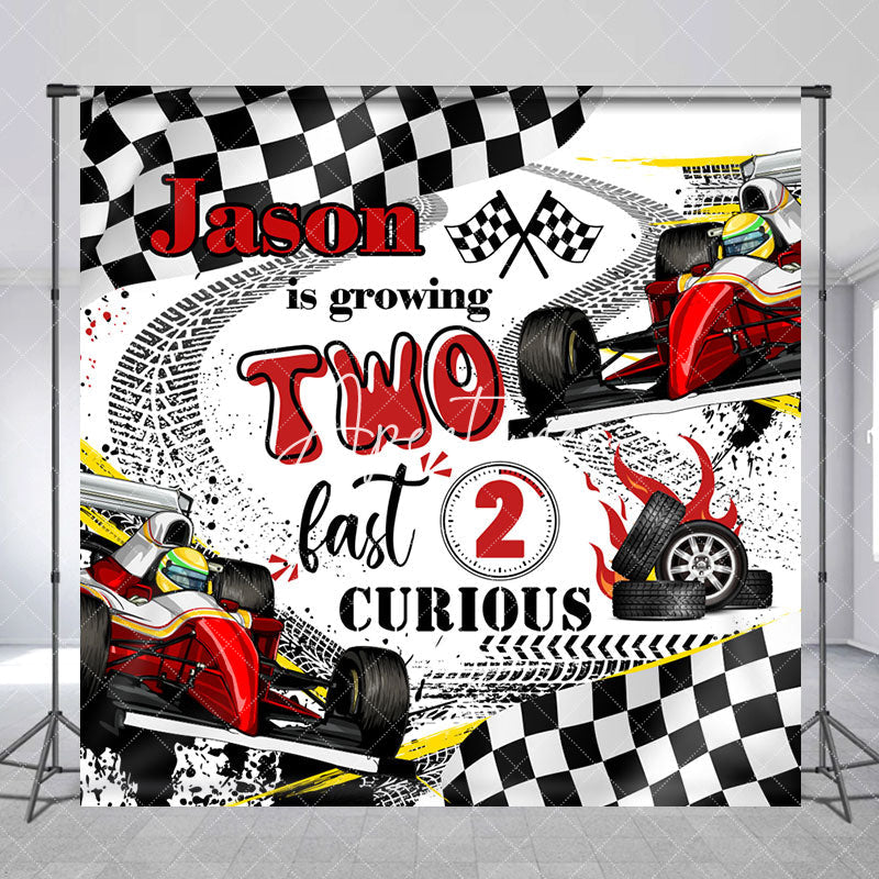 Aperturee - Personalized Racing Car 2nd Birthday Backdrop For Boy