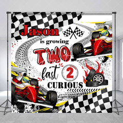 Aperturee - Personalized Racing Car 2nd Birthday Backdrop For Boy