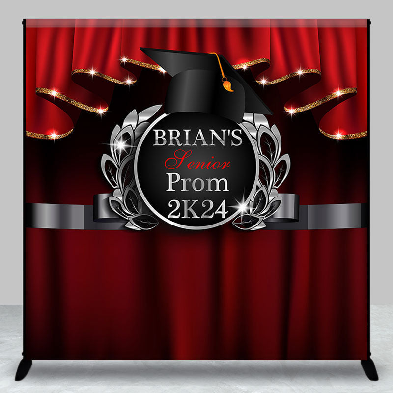 Aperturee - Personalized Red Black Senior Prom 2K24 Theme Backdrop