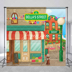 Aperturee - Personalized Retro Cartoon Street Birthday Backdrop