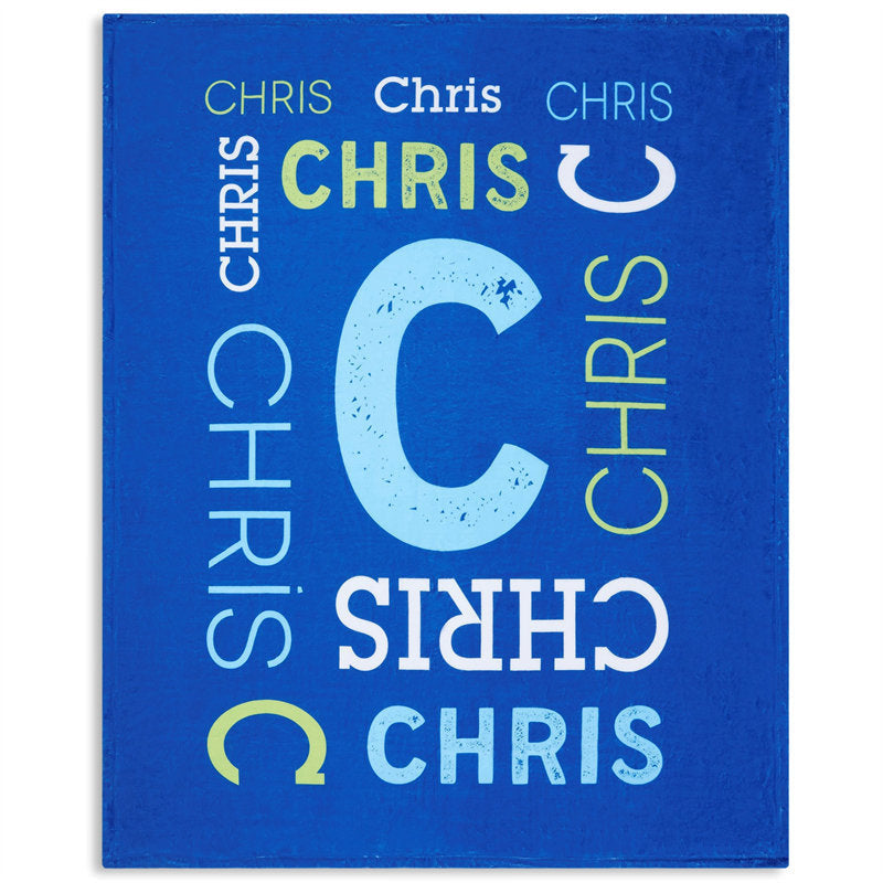 Lofaris Personalized Royal Blue Name Text Soft Chunky Blanket