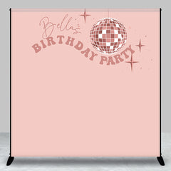 Aperturee - Personalized Simple Pink Disco Ball Birthday Backdrop