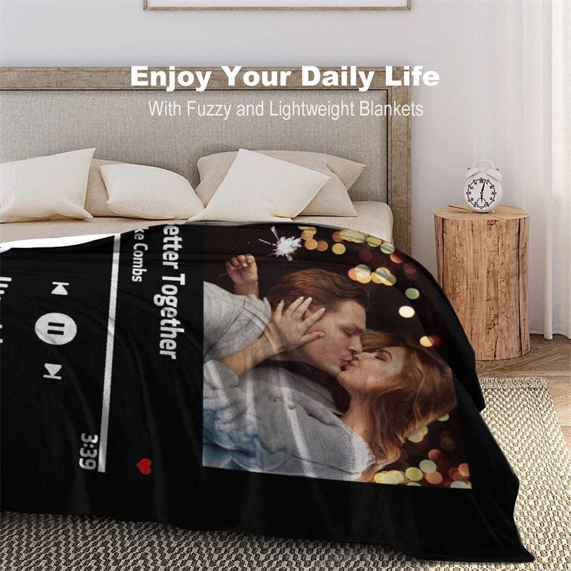 Lofaris Personalized Spotify Code Music Photo Blanket Gifts