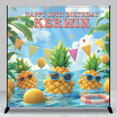 Aperturee - Personalized Summer Pineapple 10th Birthday Backdrop