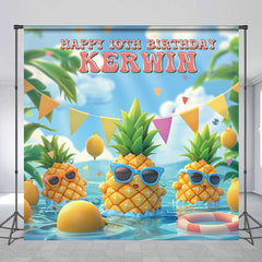 Aperturee - Personalized Summer Pineapple 10th Birthday Backdrop