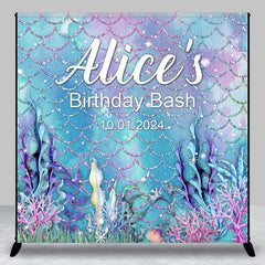 Aperturee - Personalized Undersea Mermaid Birthday Bash Backdrop