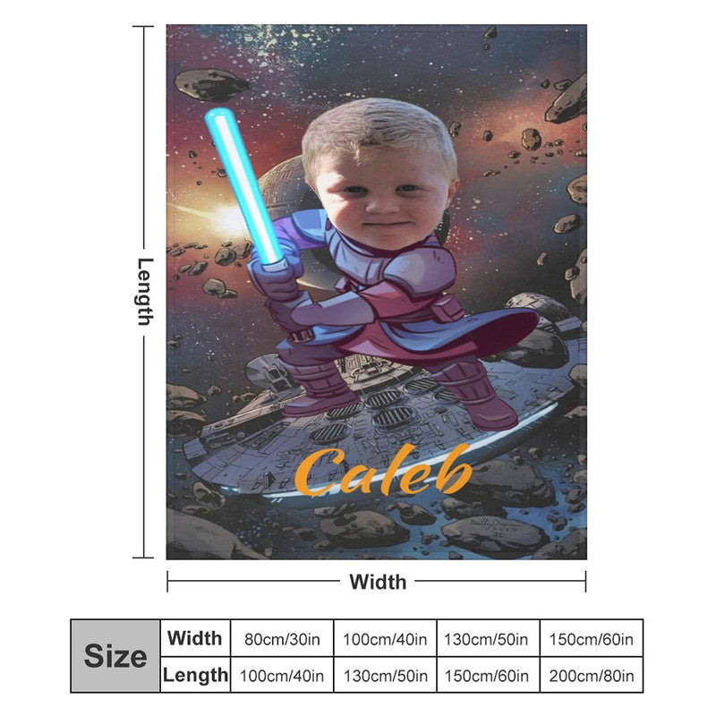 Aperturee - Personalized Universe Battle Star Boy Face Blanket