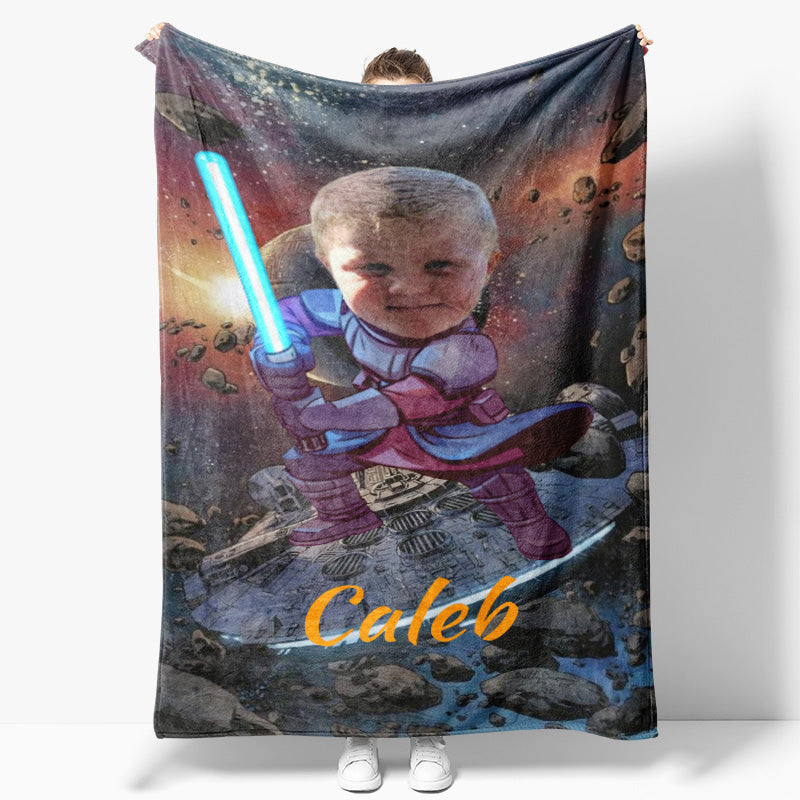 Aperturee - Personalized Universe Battle Star Boy Face Blanket