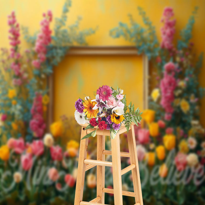 Aperturee - Photo Frames Yellow Tulip Floral Backdrop