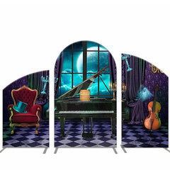 Aperturee Piano House Blue Moon Halloween Arch Backdrop Cover