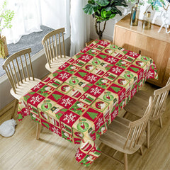 Aperturee - Pine Tree Santa Snowman Christmas Pattern Tablecloth