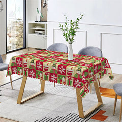 Aperturee - Pine Tree Santa Snowman Christmas Pattern Tablecloth