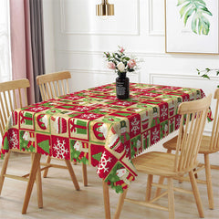 Aperturee - Pine Tree Santa Snowman Christmas Pattern Tablecloth