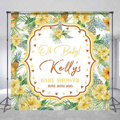 Aperturee - Pineapple Floral Spring Custom Baby Shower Backdrop