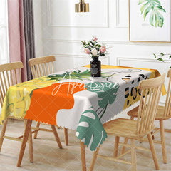 Aperturee - Pineapple Plant Leopard White Rectangle Tablecloth