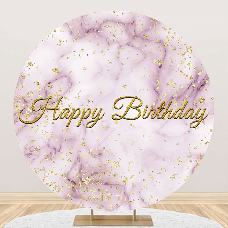 Aperturee - Pink Abstract Marble Texture Round Birthday Backdrop