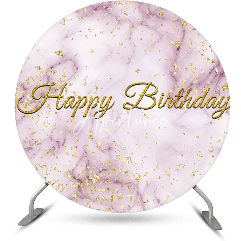 Aperturee - Pink Abstract Marble Texture Round Birthday Backdrop