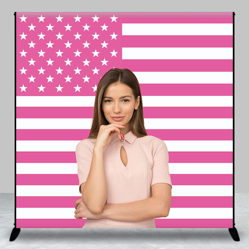 Aperturee - Pink American Flag Custom Photo Backdrop For Girl