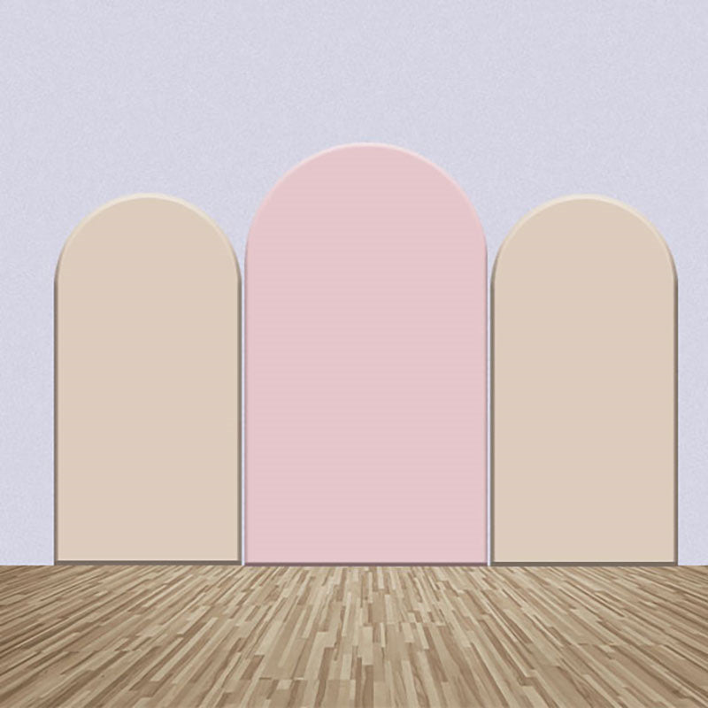 Aperturee - Pink And Beige Solid Color Party Arch Backdrop Kit