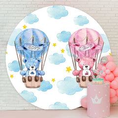 Aperturee - Pink And Blue Ballon Round Baby Shower Backdrop