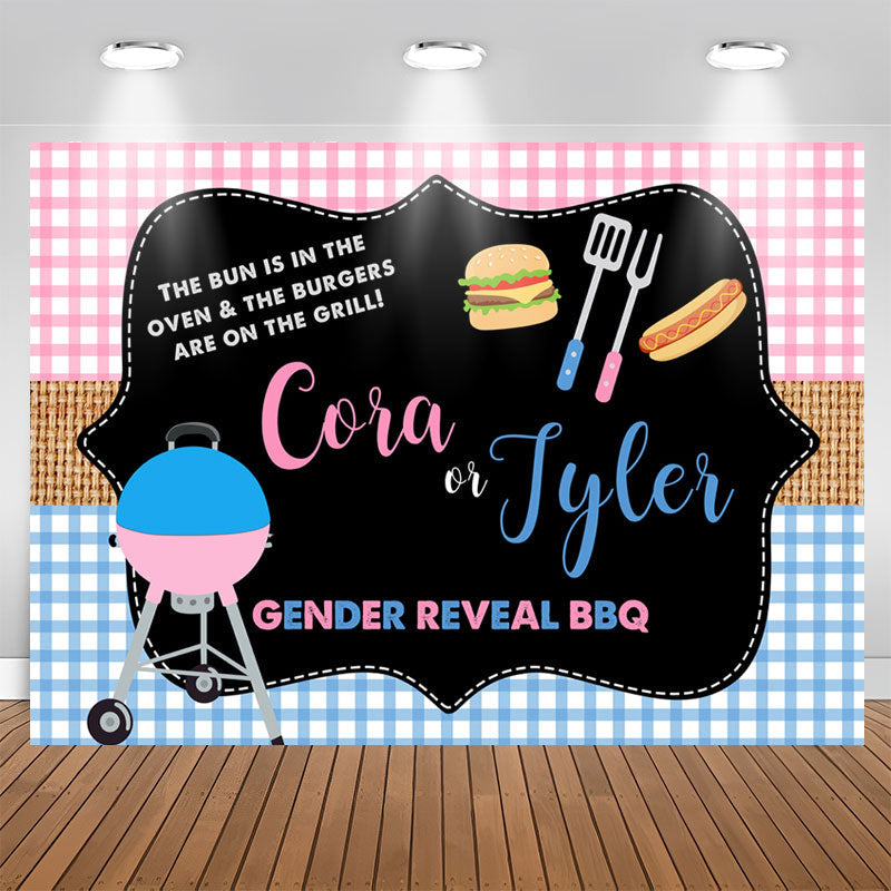 Aperturee - Pink And Blue Gender Reveal Bbq Baby Shower Backdrop