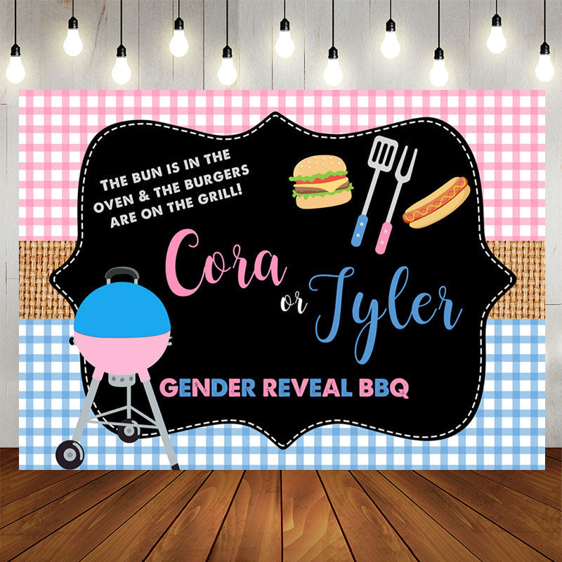 Aperturee - Pink And Blue Gender Reveal Bbq Baby Shower Backdrop