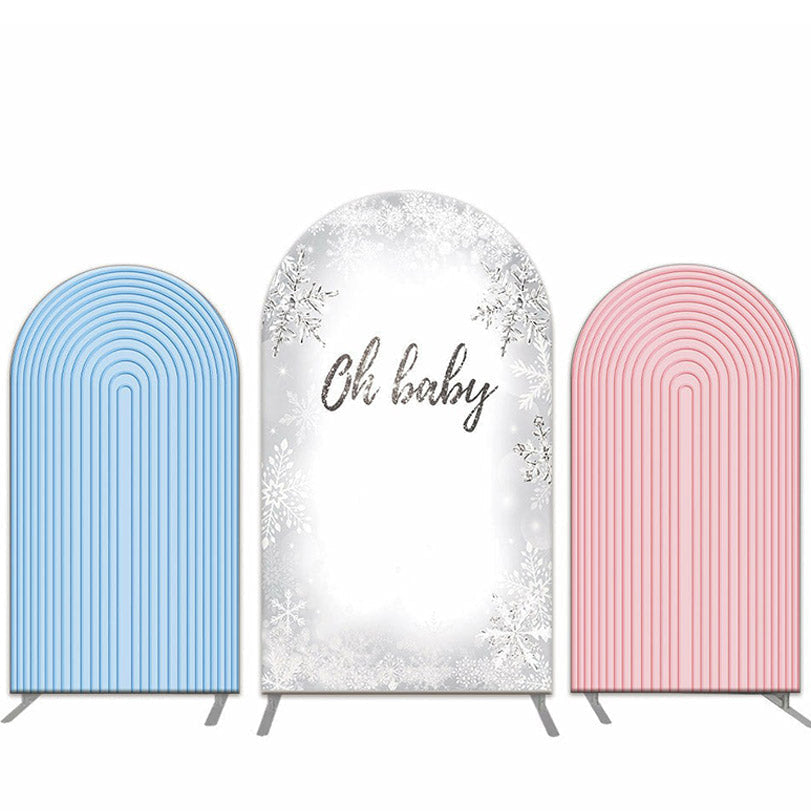 Aperturee Pink And Blue Snow Baby Shower Arch Backdrop Kit