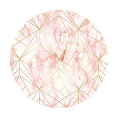 Aperturee - Pink And Gold Lines Round Birthday Backdrops