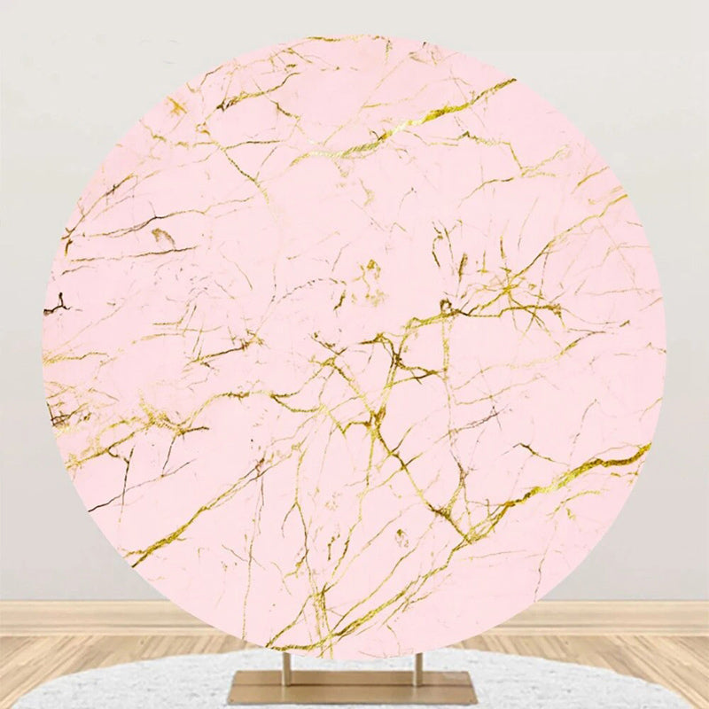 Aperturee - Pink And Golden Abstract Round Birthday Backdrop