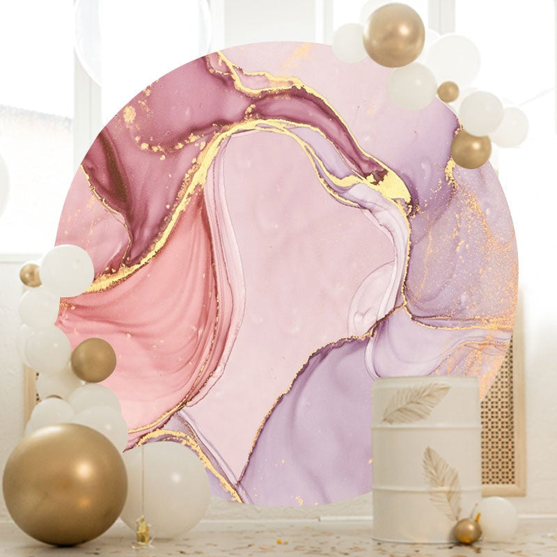 Aperturee - Pink And Purple Abstract Round Birthday Party Backdrop