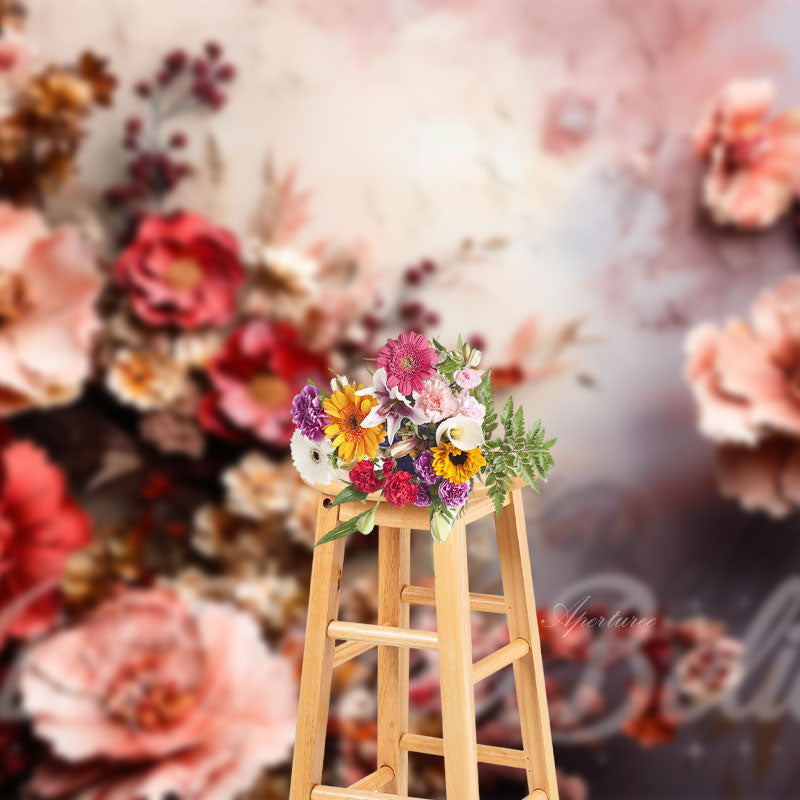 Aperturee - Pink And Red Blooming Flowers Photograph Backdrop