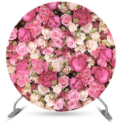 Aperturee Pink And Red Floral Wall Happy Birthday Circle Backdrop