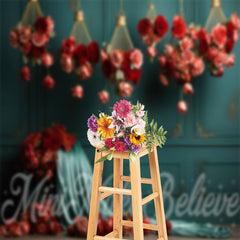 Aperturee - Pink And Red Rose Turquoise Wall Photo Backdrop