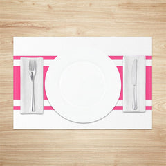 Aperturee - Pink And White Simple Fabric Set Of 4 Placemats