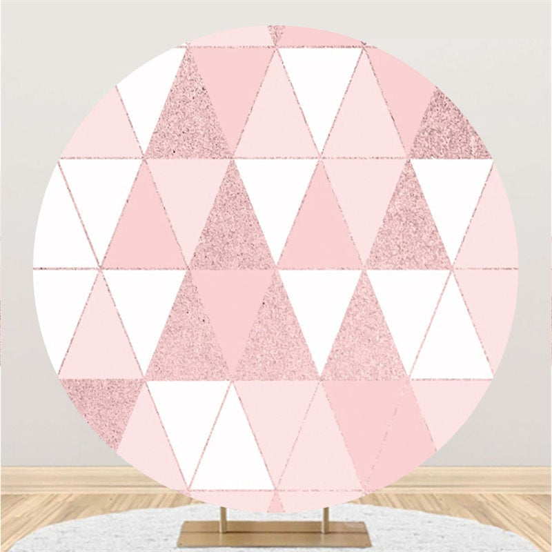 Aperturee Pink And White Triangle Circle Happy Birthday Backdrop