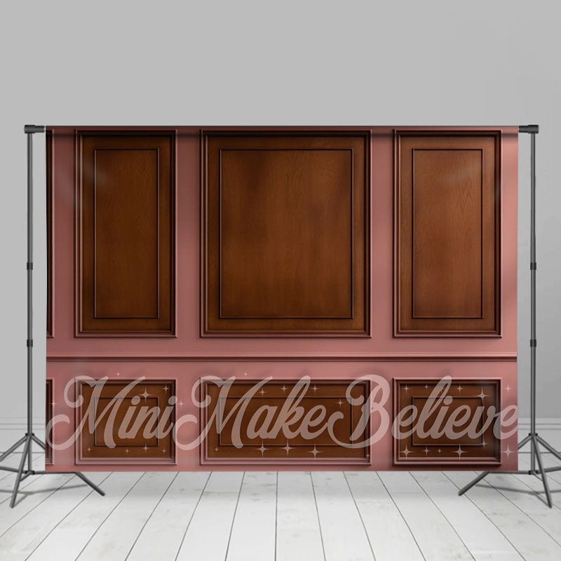 Aperturee - Pink And Wood Brown Gypsum Line Retro Wall Backdrop