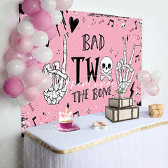 Aperturee - Pink Bad Two The Bone Halloween Birthday Backdrop