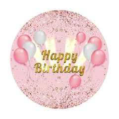 Aperturee - Pink Ballons Glitter Round Birthday Backdrop