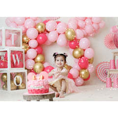 Aperturee - Pink Balloon 2nd Birthday Backdrop For Baby Girl