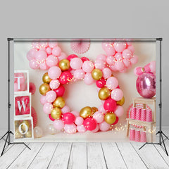 Aperturee - Pink Balloon 2nd Birthday Backdrop For Baby Girl