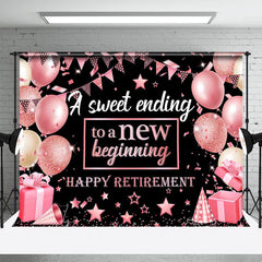 Aperturee - Pink Balloon Glitter Gift Stars Retirement Backdrop