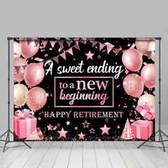 Aperturee - Pink Balloon Glitter Gift Stars Retirement Backdrop